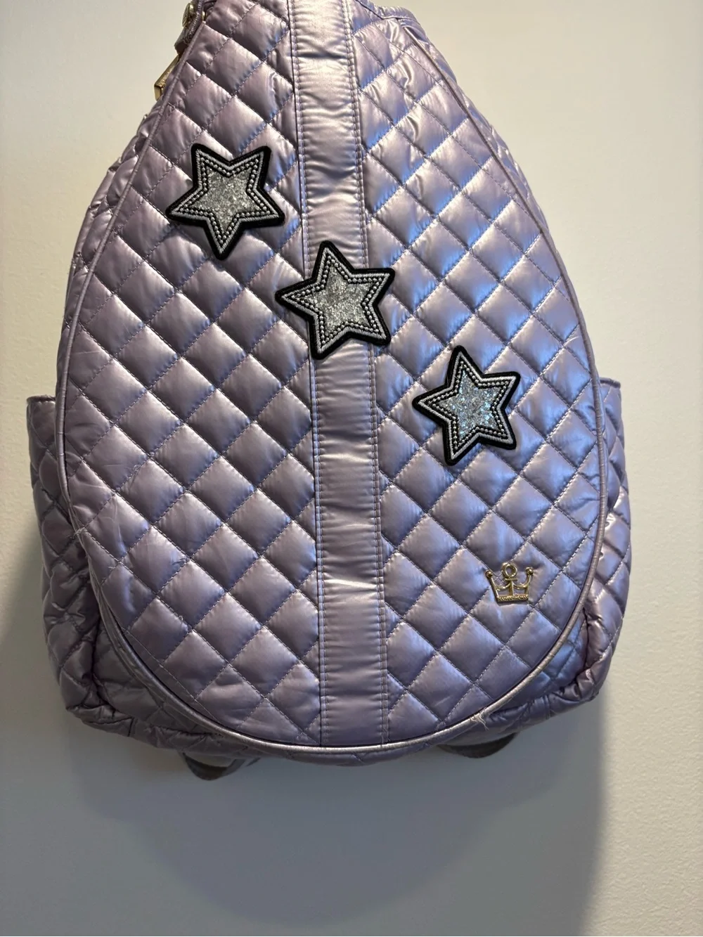 Oliver Thomas || 24 + 7 Tennis Backpack Quilted Metallic Lavender Purple Stars